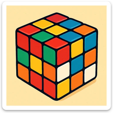 rubik's cube vibrant cartoon style sticker