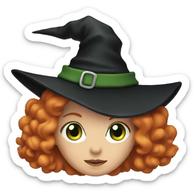 Witch with ginger hair and green eyes  sticker