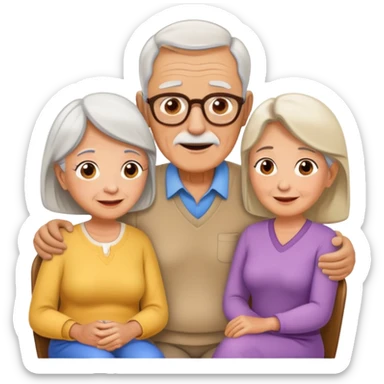 an elderly watching his wife hangout with her friend sticker