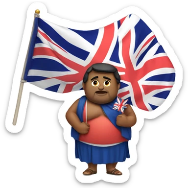 fat indian man holding big british flag  sticker