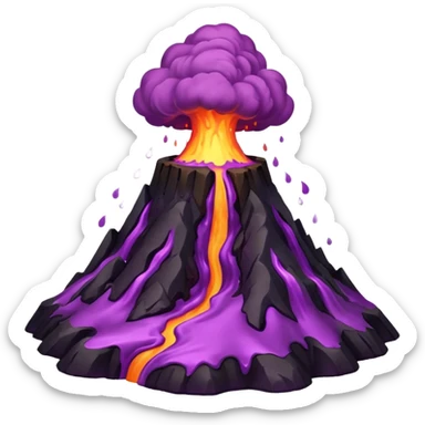 A volcano errupting only with a pure purple lava sticker