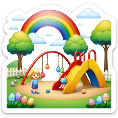 an easter rainbow toddler play park landscape  sticker