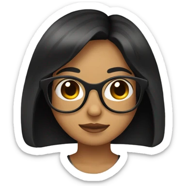 tan girl with black hair wearing glasses  sticker