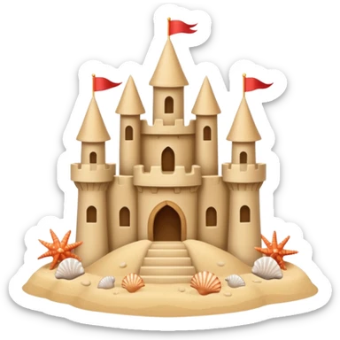 Decorated sand castle – seashells  sticker