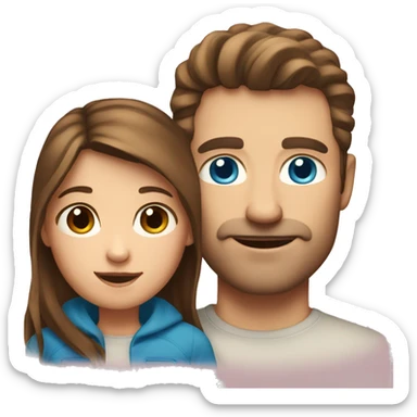 white dad and daughter with brown hair and blue eyes  sticker