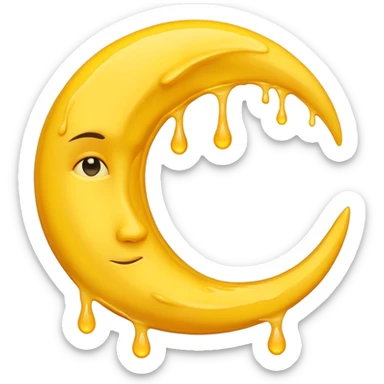Melting waning crescent in yellow colour sticker