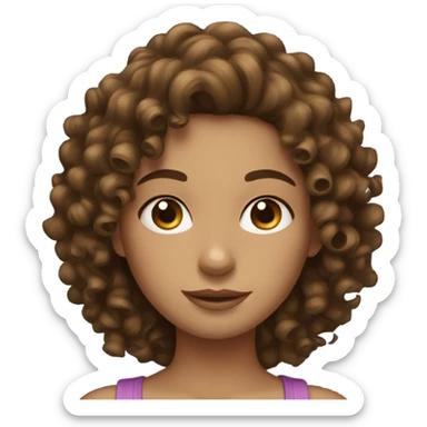 curly girl brunette  sticker