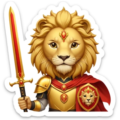 Emoji style pre 1979 Iran Sun and Lion, golden lion with sword, rising sun, flat bold colors sticker