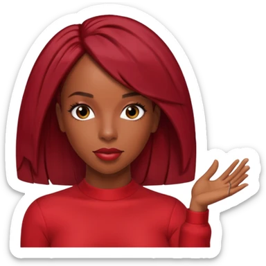 Kelly Rowland from Destiny's Child with dark red hair, red outfit sticker