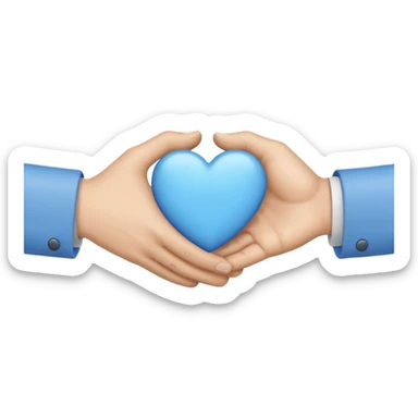 hand shake + blue small Heart sticker