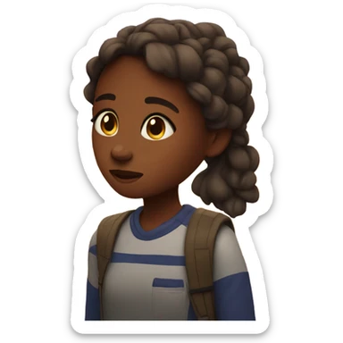 girl watching a sunset sticker