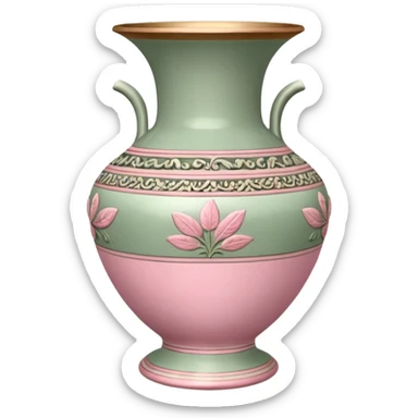 A vintage vase in sage and pink color sticker