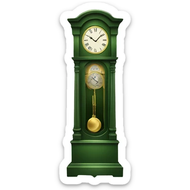 grandfather clock, green  sticker