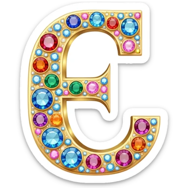 letter J decorated with colorful jewels and gems sticker