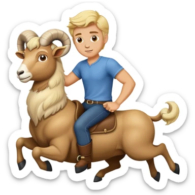 Blonde white guy riding a ram sticker
