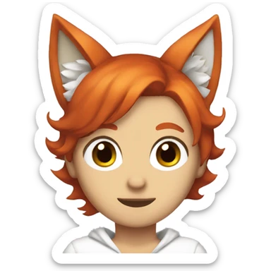create an anime character who has red hair and fox ears sticker