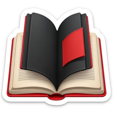 open book with black cover but with completely red pages sticker