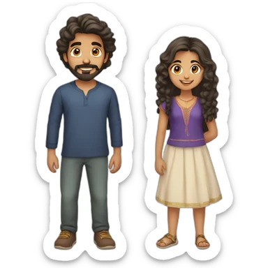 indian gujarati 21 year old brother with a beard and teenager sister with wavy hair sticker