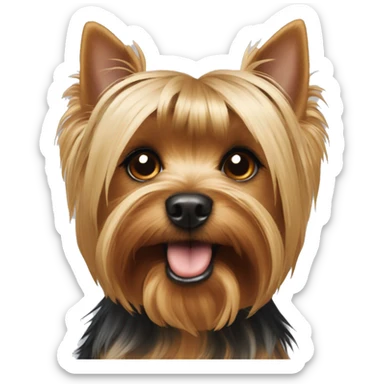Yorkshire Terrier with a tail on his head sticker