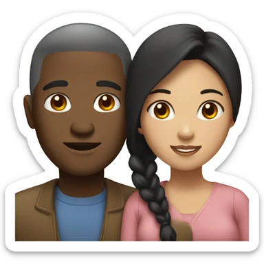 Black man and asian woman couple sticker