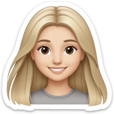 girl with long hair ash blonde balayage straight eyebrows smiling  sticker
