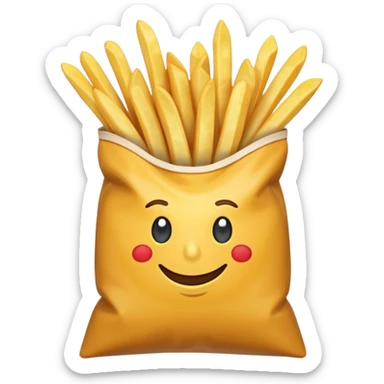 arrow showing fries being put into bag sticker