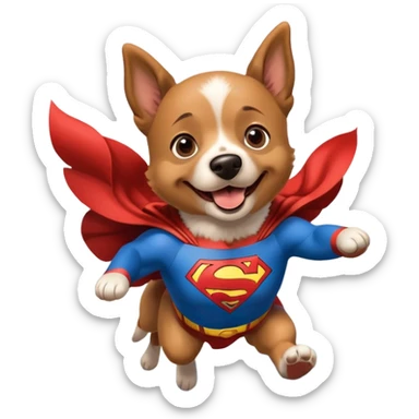 Dog wearing Superman costume flying through New York  sticker