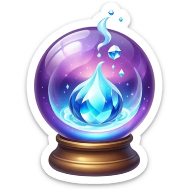 crystal magic ball with mystical swirling liquid inside, fortune telling sphere with potion-like qualities, sparkles and magical glow sticker