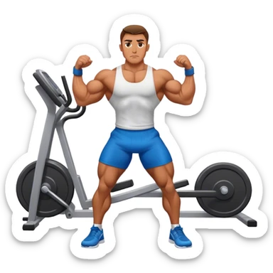 bodybuilder cardio in gym sticker