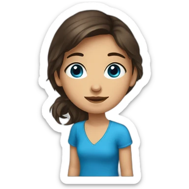 adolecente fille brune aux yeux bleu sticker