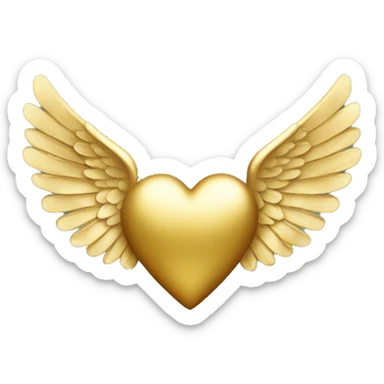 Gold heart with angel wings sticker