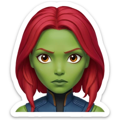 gamora from Guardians of the Galaxy movie , red hair sticker