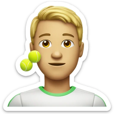 Person with a tennis ball in his head sticker