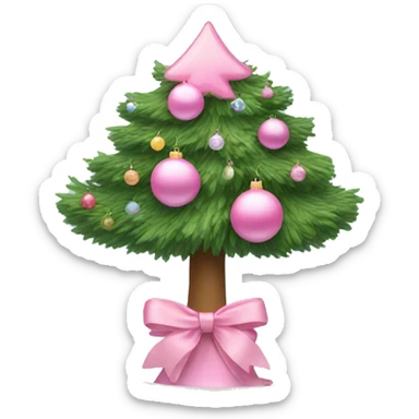 pink christmas tree with pastel ornaments sticker