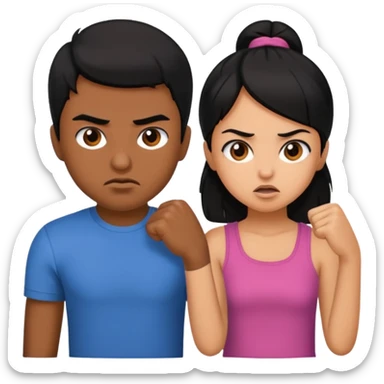 brother and sister fighting modern culture naughty  - indian skin and hairstyle sticker