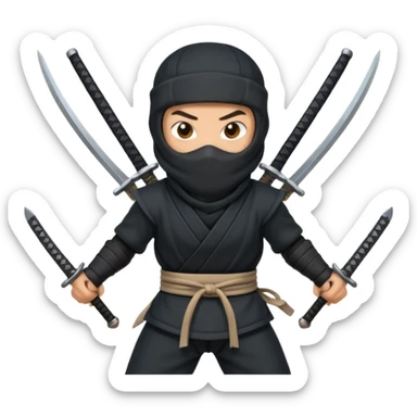 Ninja with two swords in two hands sticker