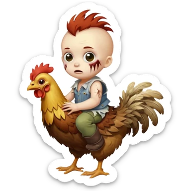 A baby zombie riding a chicken sticker