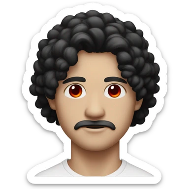 man white skin cold look black hair black eye t-shirt with a red cloud outlined in black sticker