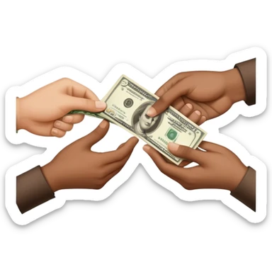 Hand give Money to other hand with clothes in it giving the money to the person giving the money sticker