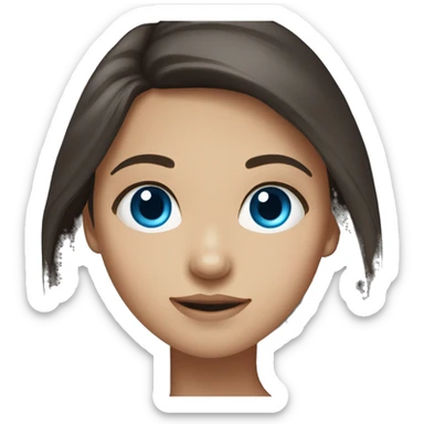 girl with long dark brown hair, light skin, blue eyes  sticker