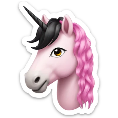 Pink unicorn with black hair sticker