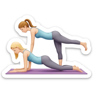 two ladies in downward dog back to back  sticker