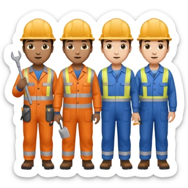 group of multiracial railway engineer standing full body sticker