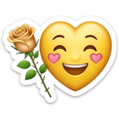 Yellow emoji blowing rose gold heart  sticker
