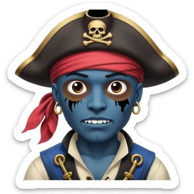Un pirate qui fait peur uniquement bleu et noir sticker