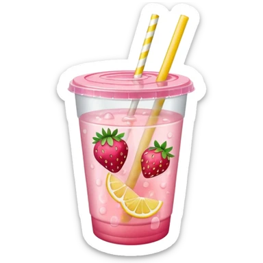 strawberry lemonade in a plastic cup sticker