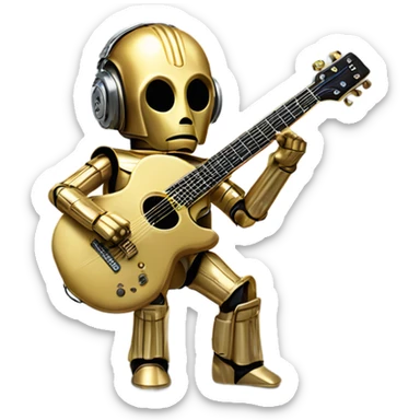 c3p0 playing electric race car guitar sticker