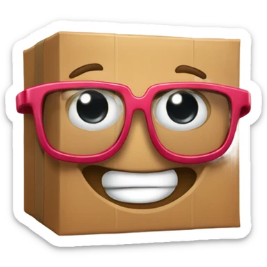 caja inteligente con lentes encima de un corazon gigante sticker