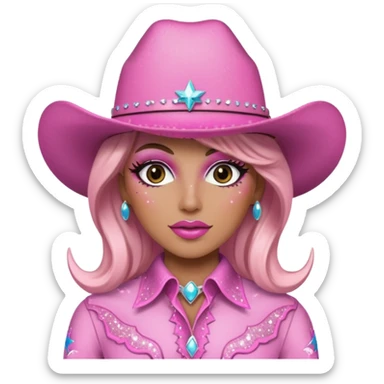 pink cowgirl glitter, drag sticker