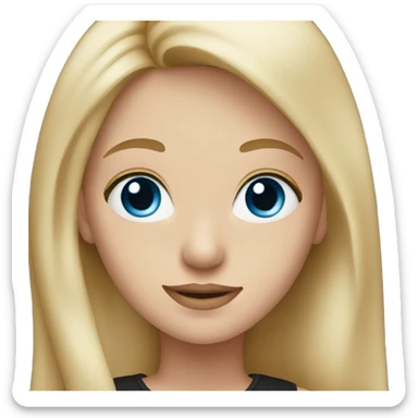 girl with long blonde hair, blue eyes, she wear a black top sticker